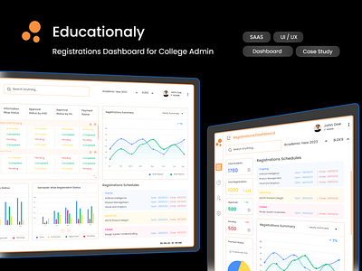 Admissions / Registration Dashboard admissions analytical data b2b dashboard registrations saas ui ux