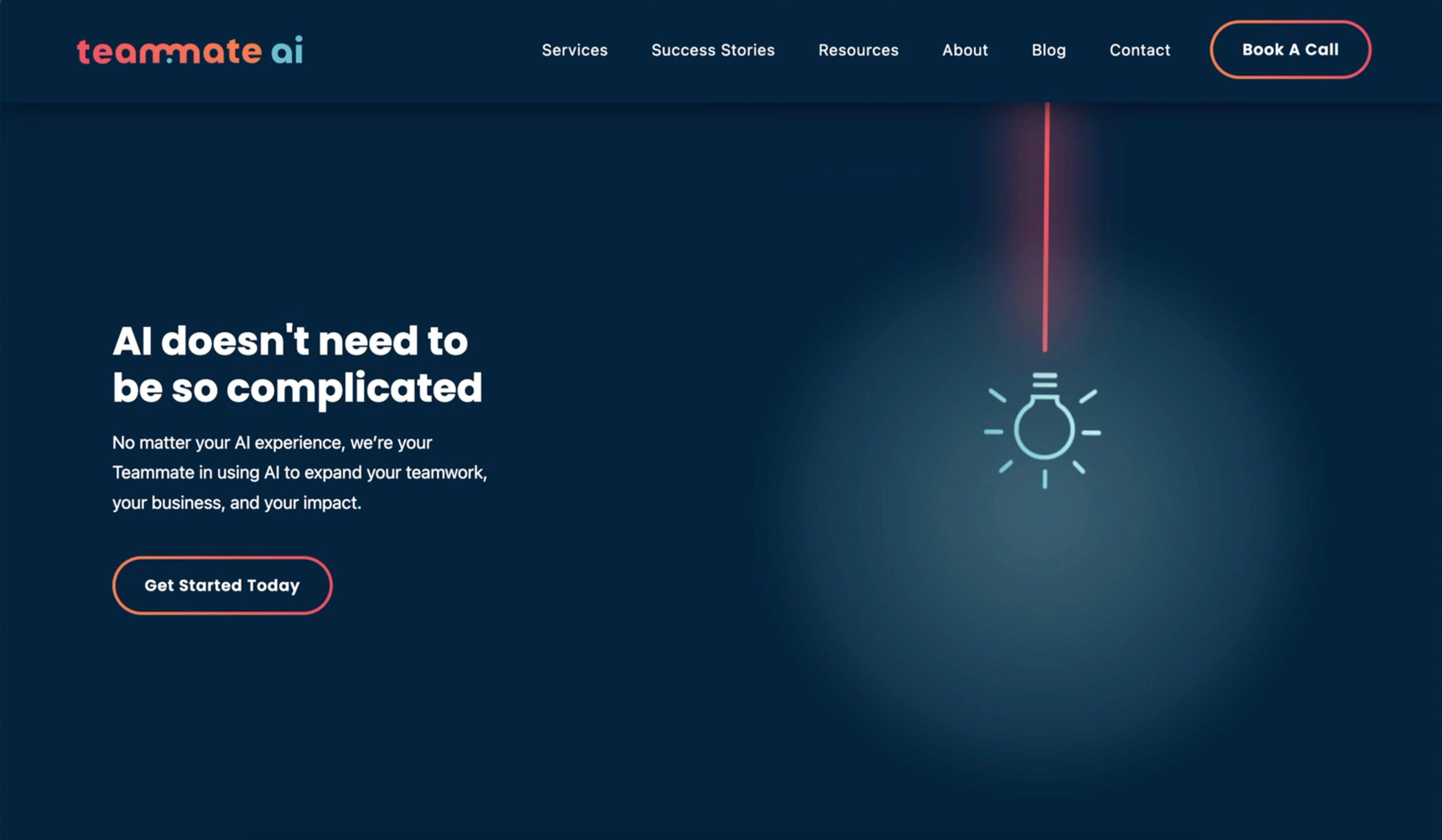 Teammate AI Website ai animation artificial inteligence confusion glow lightbulb neon simplicity squiggle swirl tech technology web design website