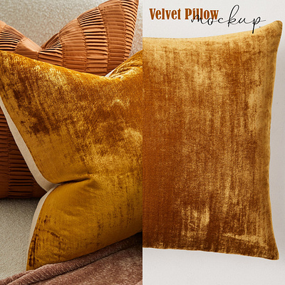 Velvet Pillow Mockup design download furniture interior mockup photoshop pillow psd template textile velvet