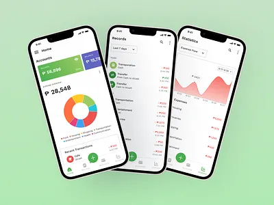 Expense Tracker App UI case study design designer figma finance green mobile mobile app mobile app design mobile design mobile ui redesign ui ui design ui ux uiux user experience user interface ux ux design