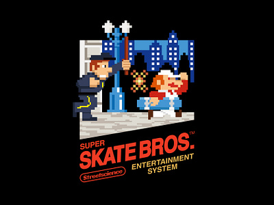 Skate Bros. - Street Science Skate Shop art branding design graphic design illustration layout design lifestyle logo design pixel art skateboard art skateboarding street science skate shop streetwear typography