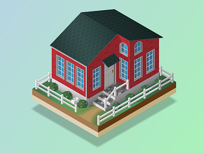 Isometric illustration of a cozy and detailed private house country countryhouse cozy cute fence graphic design grounds holding home house illustration illustrator isometric map private house shelter vector