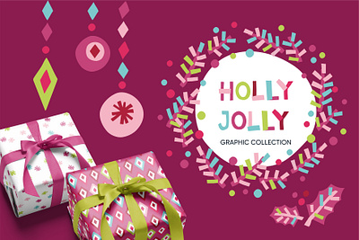 Holly Jolly graphic collection bright christmas cute design graphic hand drawn holly holly jolly illustration merry christmas pattern trendy xmas