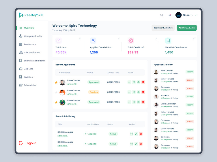 Job Admin Portal by Hammad Ramzan on Dribbble