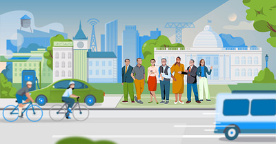 Government leaders bike bikers building character characters city city hall color colorful community design government illustration individualized infrastructure leader people personality vector