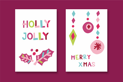 Christmas Greeting cards bright christmas greeting greeting card hand drawn holly holly jolly illustration merry christmas trendy