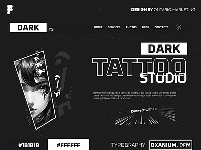 Tattoo DARK Studio black black and white branding creative dark dark design landing page tattoo tattoo studio ui ui design uiux web design website