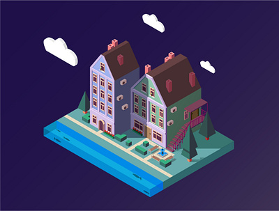 Sweet home ill illustration isometric vector