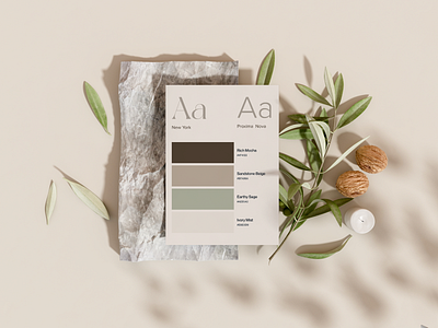 Color and typography for luxurious villa beige brand identity branding calm color graphic design green olives typography