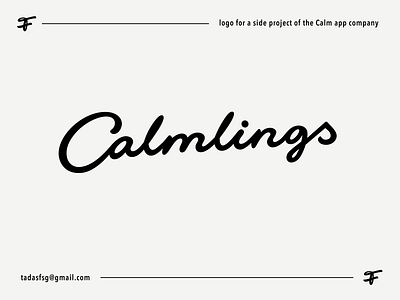 Calmlings app authentic branding calligraphy calm custom design ease flow lettering logo mindful minimal modern script simple type ui zen