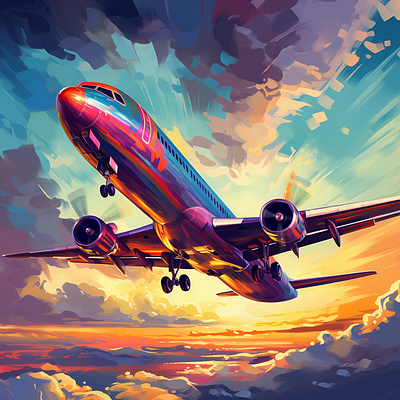Airplane in the sky ai art artist artwork colorful creative design graphic design illustration ui