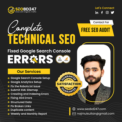 Why is Technical SEO so important for ranking? backlinks banner design competitor research complete seo google analytics graphic design keyword research link building najmul hasan off page seo on page seo post banner seobd247 technical issue fixing website audit