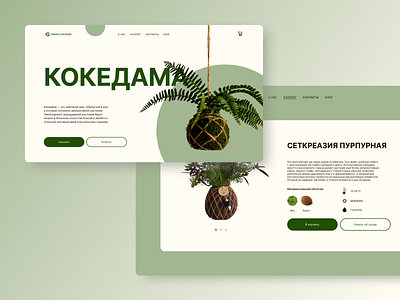 Online flower store. Home page. Product card. bonsai e commerce eco ecofriendly flower homepage kokedama onlinestore ui ux webdesign