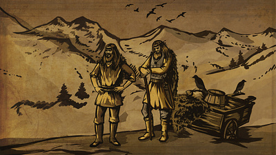 Викинги 2d fantasy illustration викинг горы графика игровой арт пейзаж персонаж