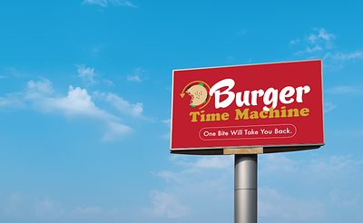 Burger Time Machine branding interior logo