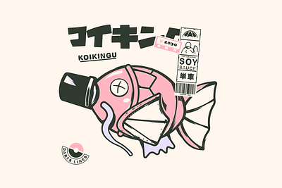 Streetwear Magikarp illustration gyarados japan culture lovers japanese koi fish kanji kanji symbol koi fish design magikarp pokemon pokemones vinil