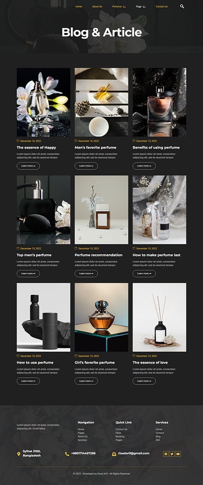 Perfume & Fragrance WordPress Website blog app blog design designer elementor pro elementor website fragrance landingpage perfume professional responsive ui web web design website website design wordpress wordpress elementor wordpress landing wordpress website