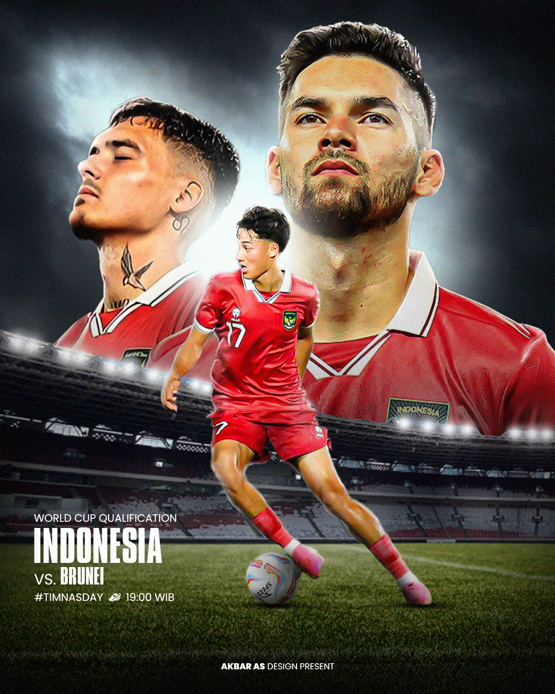 POSTER #TIMNAS DAY WORLD CUP QUALIFICATION INDONESIA VS BRUNEI animation branding design designer football graphic design illustration indonesia timnas typography ui worldcup