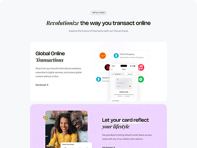 Section of a Cards Landing Page figma landingpage ui uidesign virtualcard