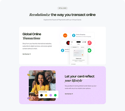 Section of a Cards Landing Page figma landingpage ui uidesign virtualcard