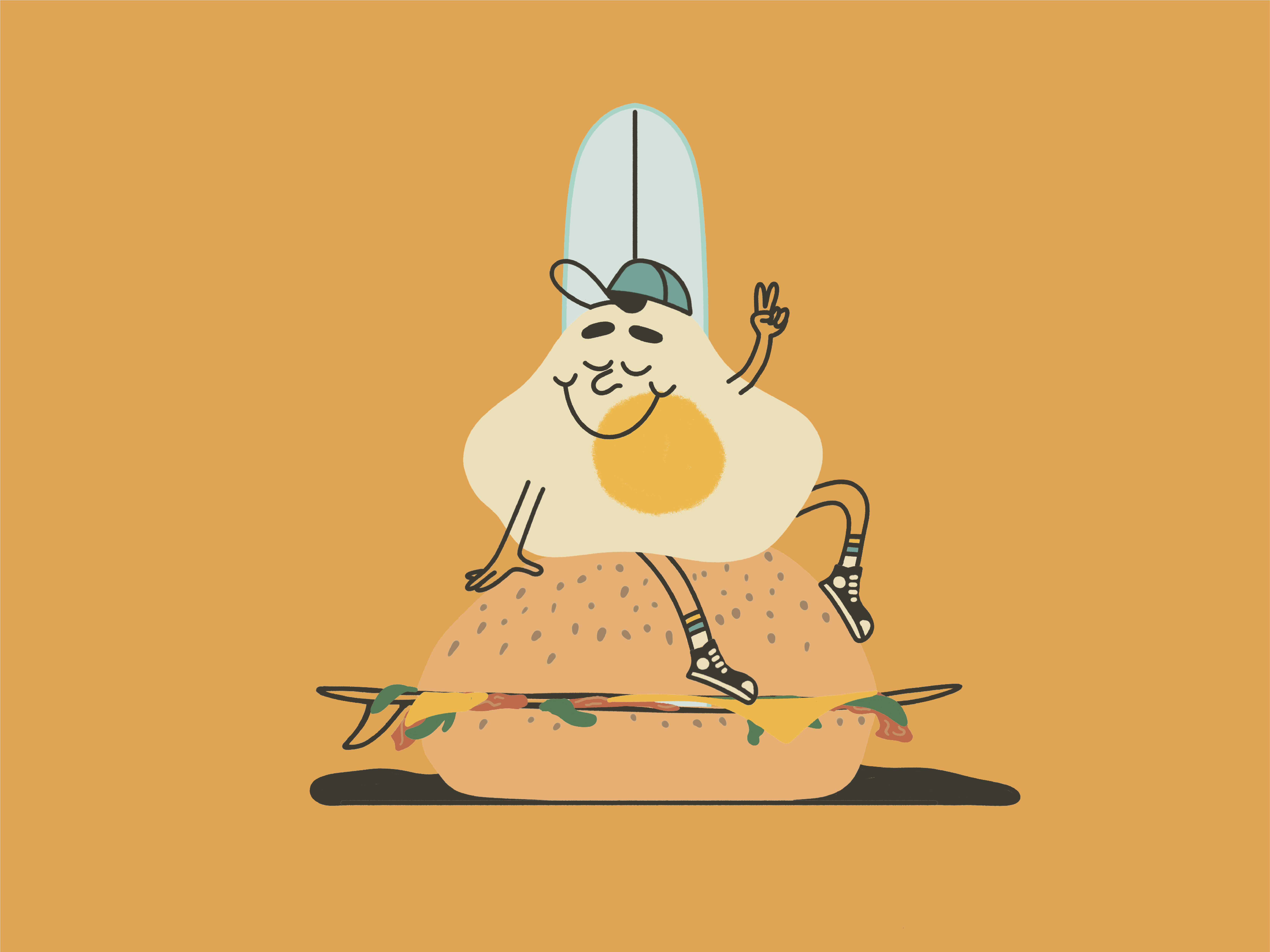 Egg-celent Illustration almond art direction character egg illustration print retro surf typography vintage