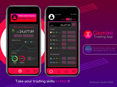 Gemini Crypto-Trading App UI Concept app app concept app design branding crypto design graphic design platform ui stock trading trading ui ui design