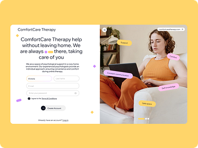ComfortCare Therapy - UI Design Concept Online Therapy Sign Up design designconcept mental health signup ui uidesign webdesign