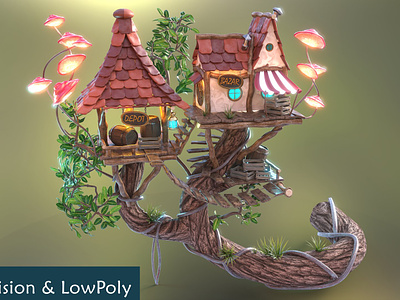 Subdivision&LowPoly fairy tree house