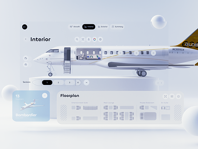 Bombardier - Seamless Plane Configurator 3d aircraft airplane app b2b configuration configurator crm custom design flight fly graphic design jet plane saas software ui ux vehicle