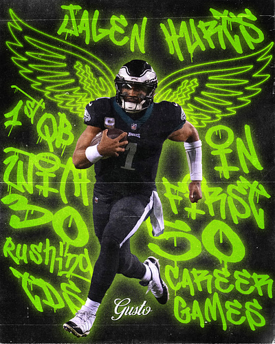 1st QB to rush for 30 TD's in his first 50 career games. eagles footballgraphic graphic design jalen hurts jalenhurts nfl philadelphiaeagles sports graphic sports graphics