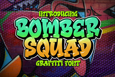 Bomber Squad Graffiti Font Free Download apparel art branding brush cartoon clothing elegant funny lettering logotype playful rebel spray streetart stylish urban wild young youth