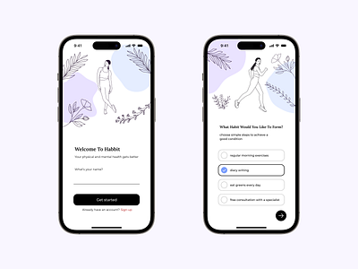 Self-care app with my author's illustrations app design illustration mobile mobile app prototype ui