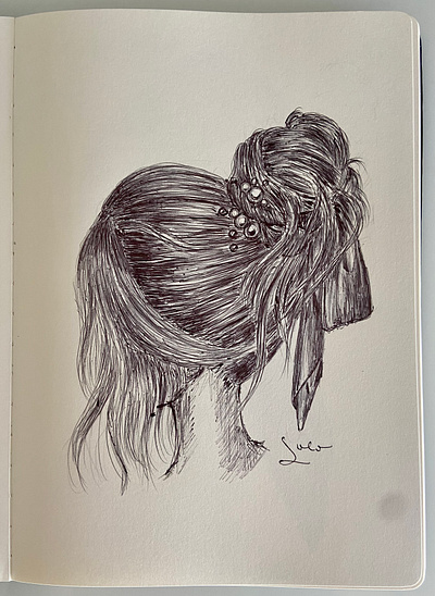 Ballpen Hairstyles 💇🏻‍♀️ ballpen design drawing hair hairstyles illustration ribbon sketch