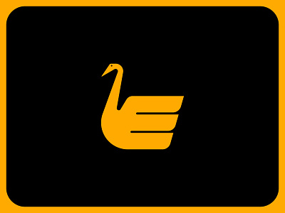 Swan + E Logo animal artist birdlogo black bold branding design e flat graphicdesign icon illustration illustrator logo logodesign modern retro simple swan yellow