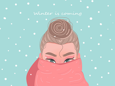 Winter is coming adobe illustrator cartoon character cute girl illustration portrait scarf snow vector illustration winter