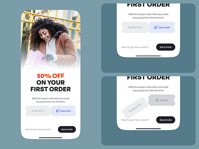 Copy Interaction UI android app components figma flow interaction ios minimal mobile mocup modern offer promotion refer referral state success ui ux