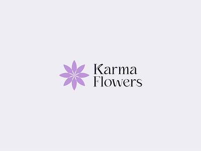 Karma Flowers - simple geometric logo brand branding flower flower shop flowers geometric graphic design karma lavander logo modern logo nature purple simple violet