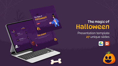 The magic of Haloween! google slides halloween presentation template ui