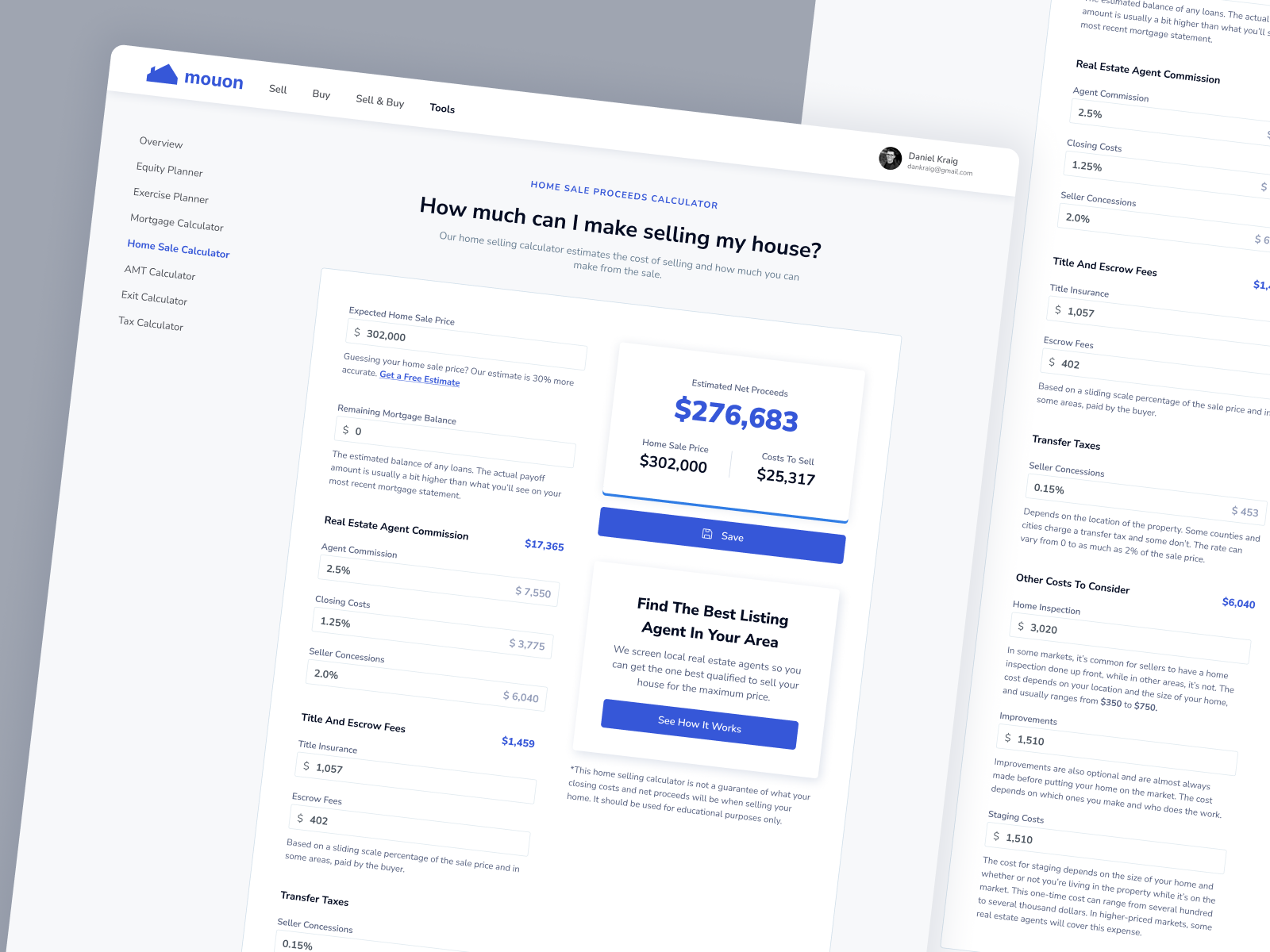 Home Sale Mortgage Calculator - Mouon Real Estate Website calculator dashboard finance dashboard home sale home sale calculator landingpage loan calculator mortgage mortgage calculator mortgage website property property calculator property selling calculator real estate calculator real estate dashboard real estate planner real estate website saas website