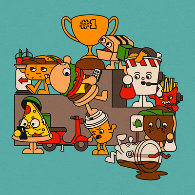 NRN Cover: Best Off-Premise adobe illustrator burger character fastfood food illustration mascot restaurant retro takeaway