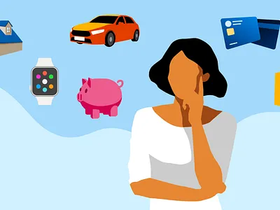 Picking a stock bag car card consider consumer creditcard home house illustration lady merchant mobile pick saving stock think watch web woman