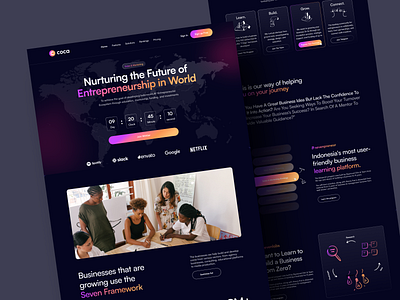 Coca - Sales & Marketing Landing Page agency business company corporate dark digital gradient landing marketing mode page profile responsive sales ui webflow website wordpress