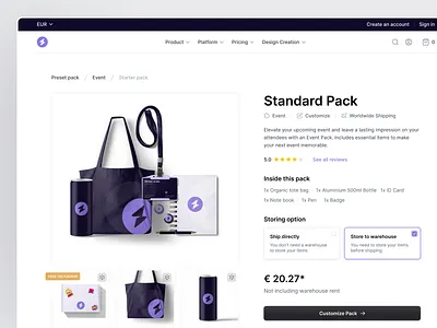 Merch Website – Merch Pack Details clean ui landing page merch creator merch website merchandise ui uidesign uiux uxdesign web design website design