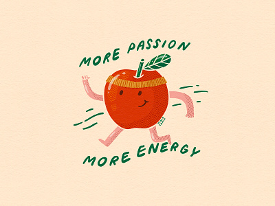 More Passion apple character energetic energy fruit happy illustrator positive red running sport swift