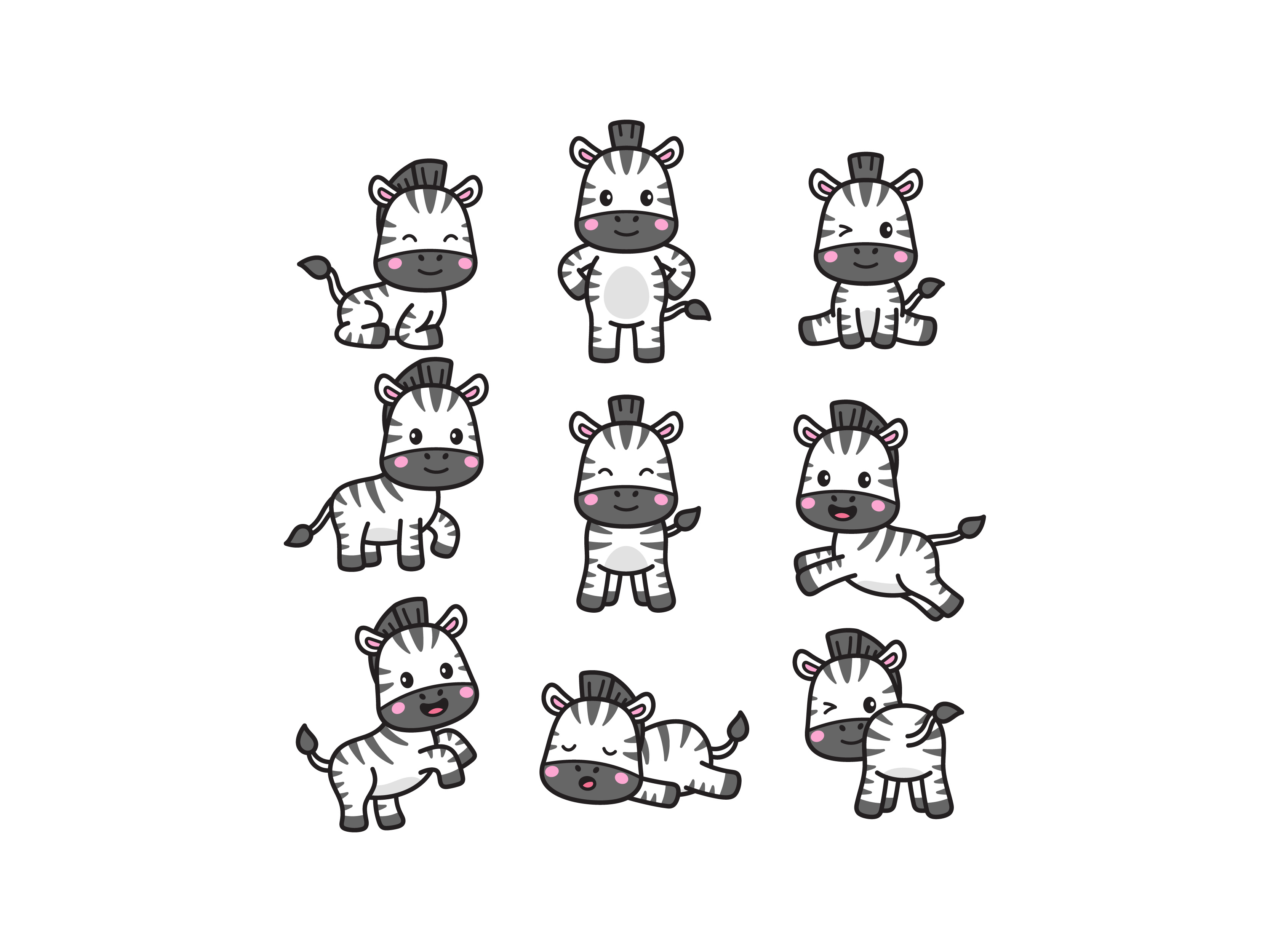 Cute Zebra Doodle babyzebra cute cutezebra doodle icon illustration logo vector zebra