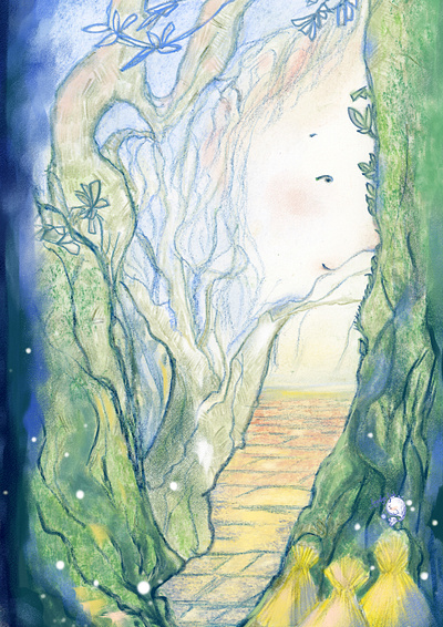 Heading to the Wild with poem childrenillustration coloredpencil forest illustration pastel picturebookillustration story