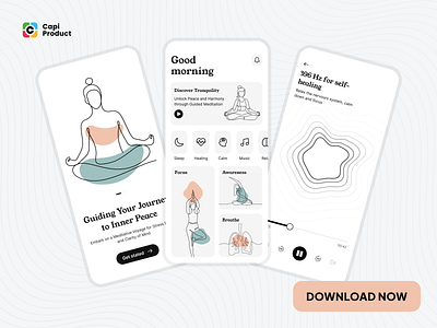 Meditation App - Minimal Design Style app app design app ui design design meditation app meditation app design minimal app minimal app design style mobile mobile app design modern app design ui uidesign