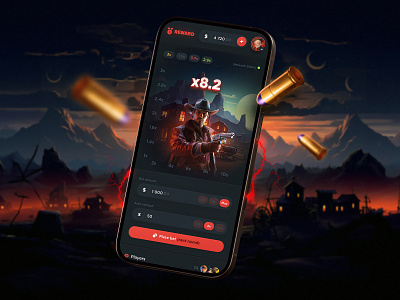 Mobile Crash Game: Web Design bet design betting online betting ux casino casino app cowboy crash mode cs go design gambling igaming live casino mobile casino mobile crash online casino open case poker design ui casino ux casino web casino wild west