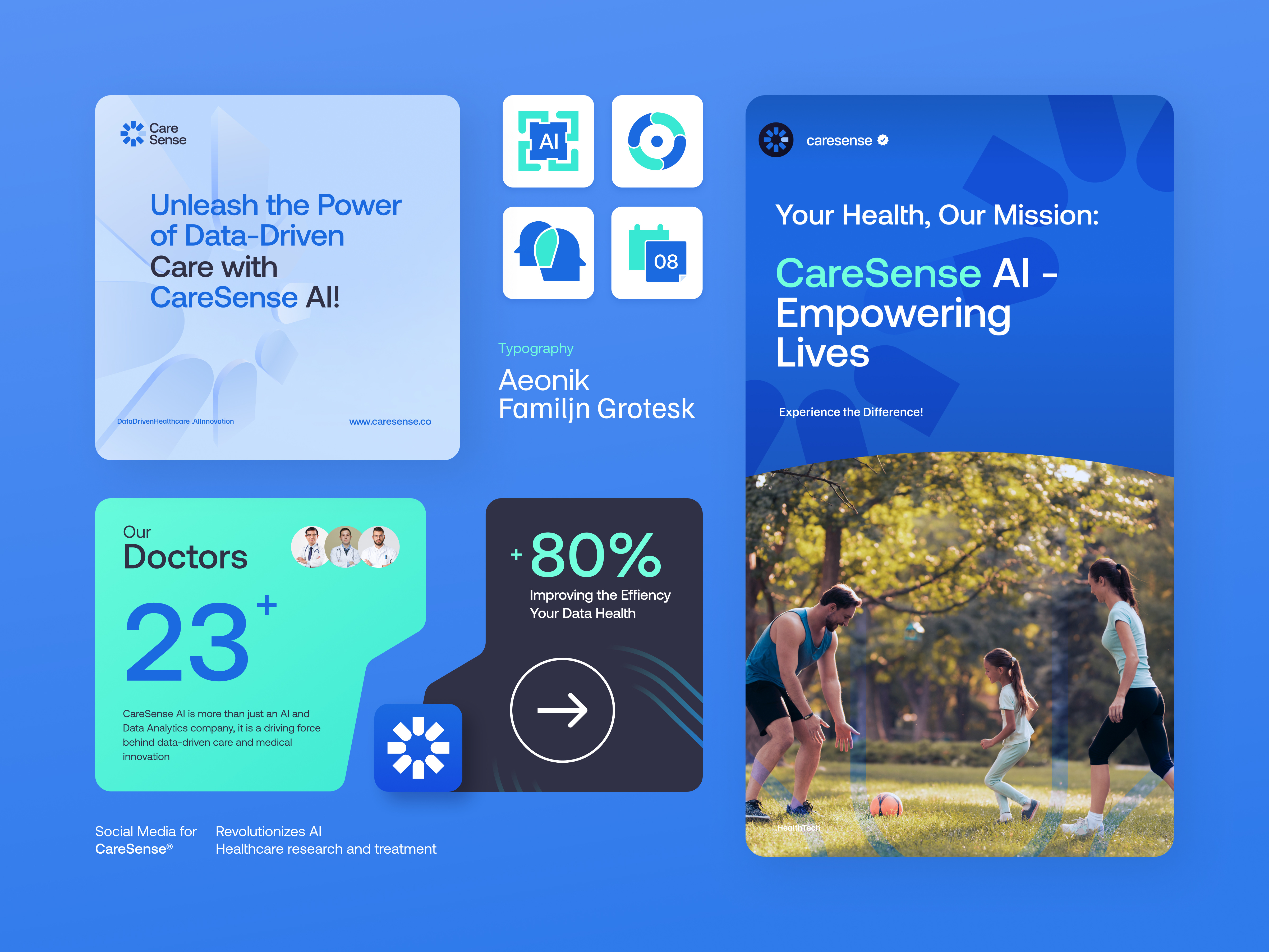 CareSense - Social Media artificial intelligence brand brand identity brandguidelines branding creativedesign design graphic design health care healthy living layout logo mockup modern motion graphics social media visual identity