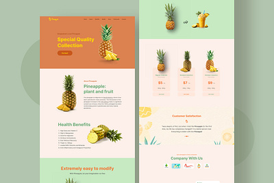 Pineapple - Landing Page Design clean design creative design design food funny landing page minimalistic modern pineapple portfolio ui ux web design website